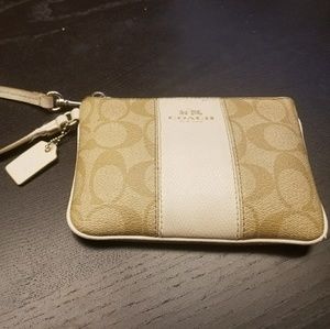 Beige Coach Wristlet